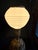 Vintage Hollywood Regency Carved Artichoke Table Lamps, Pair With Ribbed Milk Glass Globes For Sale - Image 9 of 9