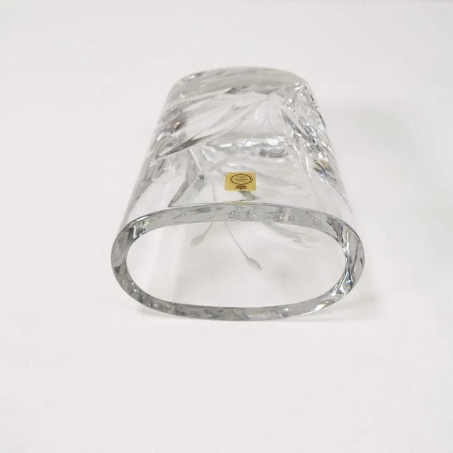 Glass German Oval Crystal Vase from Bleikristal, 1960s For Sale - Image 7 of 11