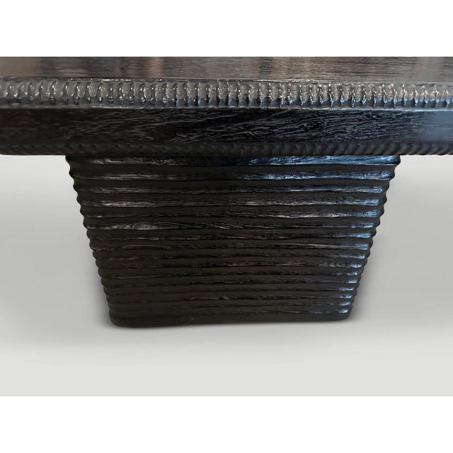 Black Andrianna Shamaris Impressive Minimalist Carved Teak Wood Coffee Table For Sale - Image 8 of 18