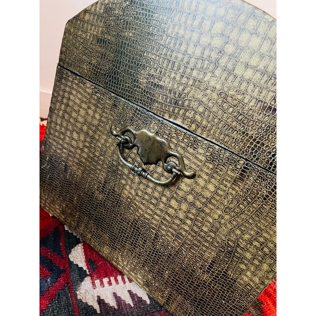 1970s Vintage Trunk Storage Chest W/Faux Crocodile Finish For Sale - Image 5 of 12