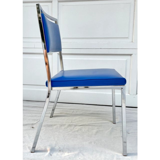 Vintage Bright Blue and Steel Modern Side Chair For Sale - Image 4 of 13