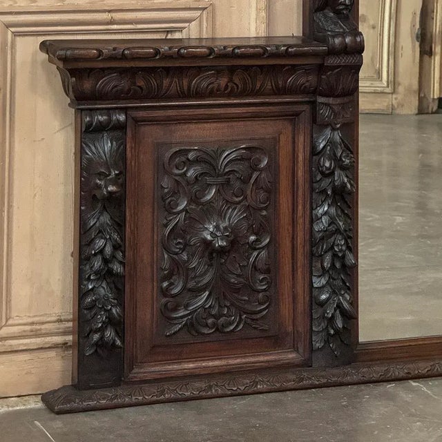 Wood Grand 19th Century Renaissance Revival Mantel Mirror For Sale - Image 7 of 15