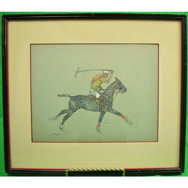 Mid 20th Century Paul Desmond Brown Watercolour & Gouache Illustration of Polo Player For Sale In New York - Image 6 of 8