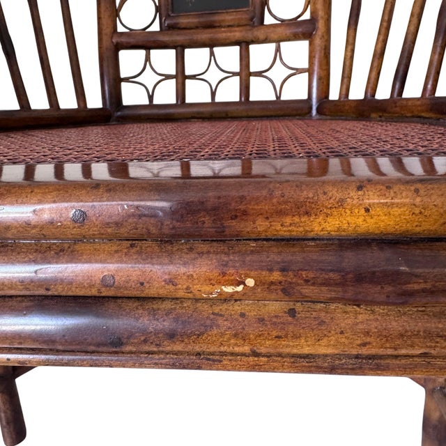 Late 20th Century Attributed to Theodore Alexander Chinoiserie Bamboo Pavilion Armchairs With Custom Silk Down Cushions For Sale - Image 15 of 16
