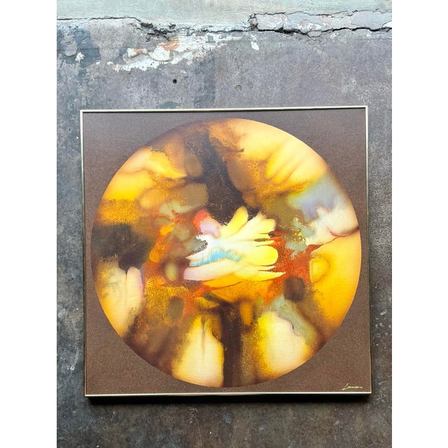 Mid-Century Modern Vintage Boho Original Abstract Oil Painting on Canvas For Sale - Image 3 of 7