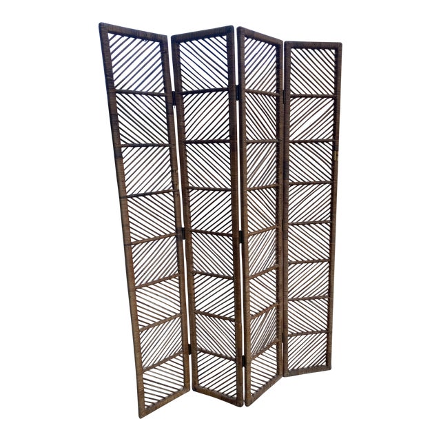 1970s Bohemian Rattan Screen Divider Chairish