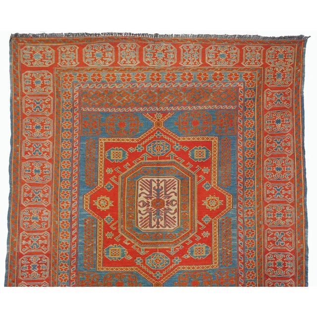 Vintage Tribal Nomadic Caucasian Sumakh Kilim Rug, 1950s For Sale - Image 4 of 13