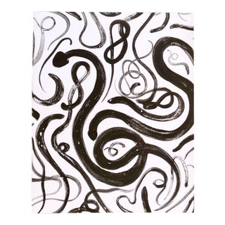 Contemporary Black and White Serpentine Snake Print by Hannah McPherson For Sale