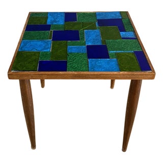 Mid Century Georges Briard Mosiac Glass Side Table For Sale