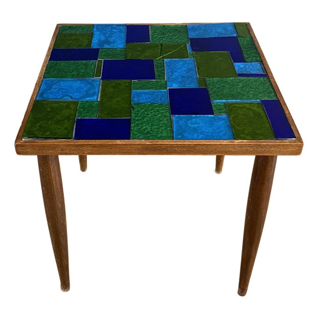 Mid Century Georges Briard Mosiac Glass Side Table For Sale