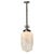 1930s Art Deco pendant light featuring a stepped and line-textured "Skyscraper" milk glass shade and Streamline Art Deco...
