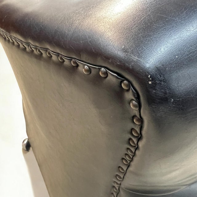 Art Deco Black Leather Club Chair, 1950s For Sale - Image 4 of 10
