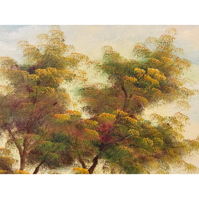 Golden haze settles on calm waters, holding a cottage in quiet reverie 1975 Circa For Sale - Image 9 of 18