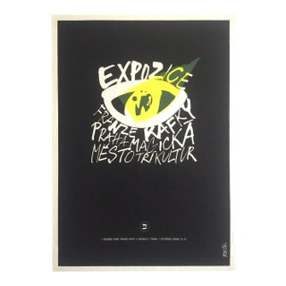 Franz Kafka Exposition Vintage 1993 Josef Flejsar Lithograph Print Czech Poster For Sale