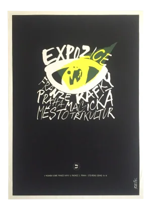 Franz Kafka Exposition Vintage 1993 Josef Flejsar Lithograph Print Czech Poster