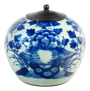 Ceramic Spice Jar in Blue on White, China