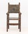 Spanish Baroque Walnut and Polychromed Leather Arm Chair, backrest with lions around center medallion. 47.75" H x 24.75" W...