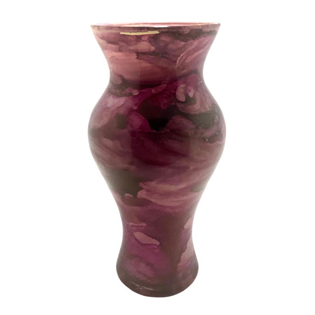 Italian Italian Hand-Painted Marbled Glass Vase For Sale - Image 3 of 10