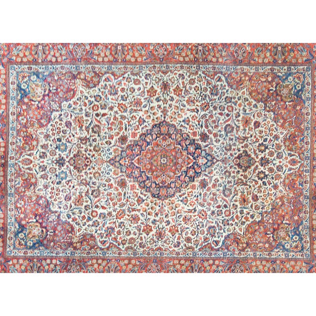 Textile Early 20th Century Persian Kashan Rug For Sale - Image 7 of 14
