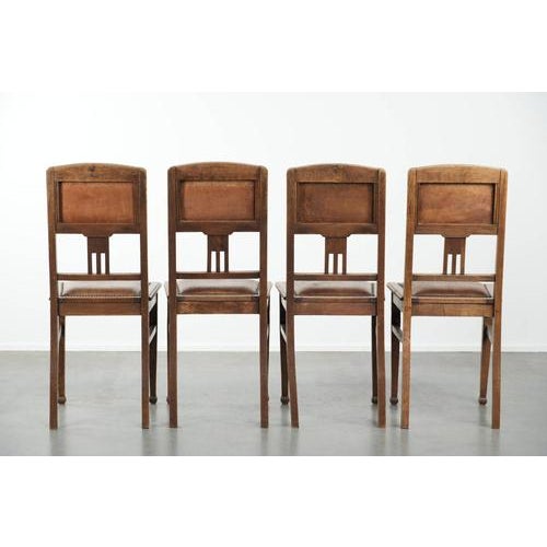 Art Nouveau Style Oak & Sheepskin Dining Chairs, Set of 4 For Sale - Image 4 of 16