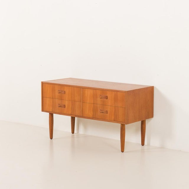 Small Danish Teak Sideboard with 4 Drawers, 1960s For Sale - Image 4 of 11