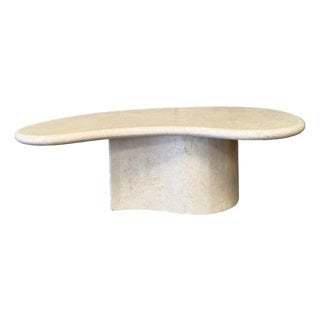 Late 20th Century Vintage Beige Marble Boomerang Table For Sale