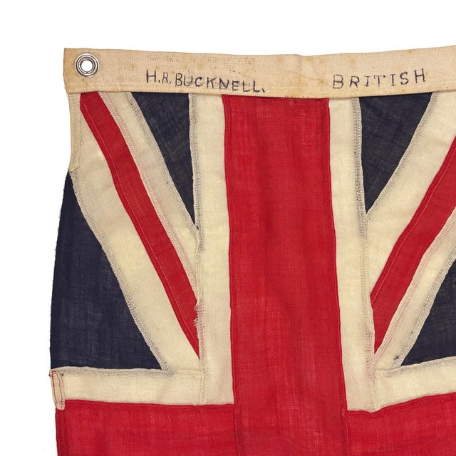 Textile Vintage Wool Union Jack Flag, British Royal Navy White Ensign For Sale - Image 7 of 7