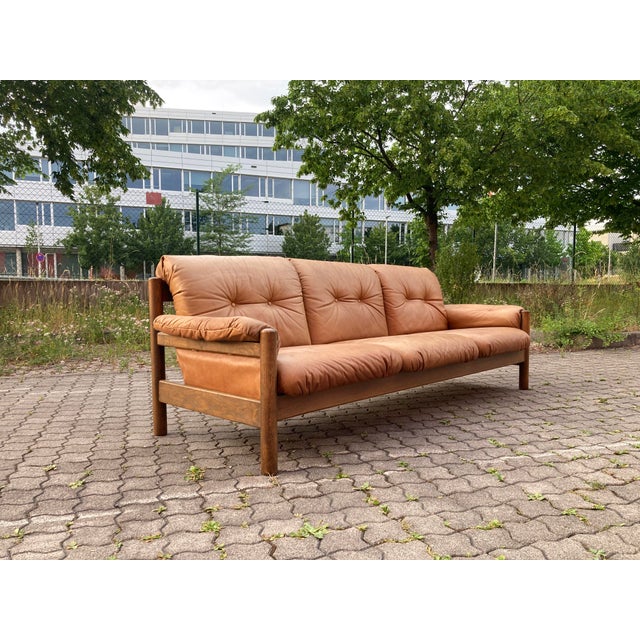 Vintage Cognac Caramel Aniline Leather Sofa, 1970s For Sale - Image 14 of 18