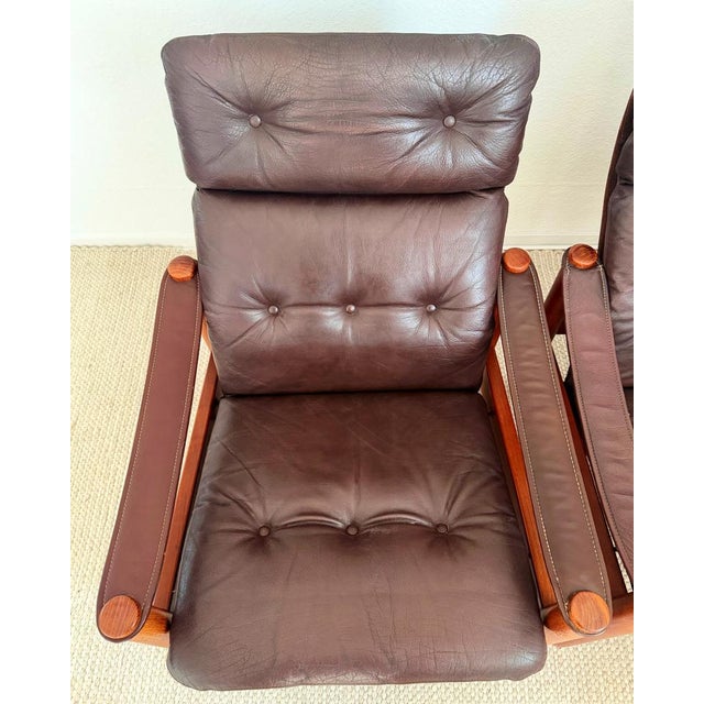 Danish Lounge Chairs in Teak and Leather by Ebbe Gehl & Søren Nissen, 1970s, Set of 2 For Sale - Image 4 of 9