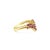 Contemporary Ruby Cluster V Shaped Ring 14k Yellow Gold, Size 4 For Sale - Image 3 of 4