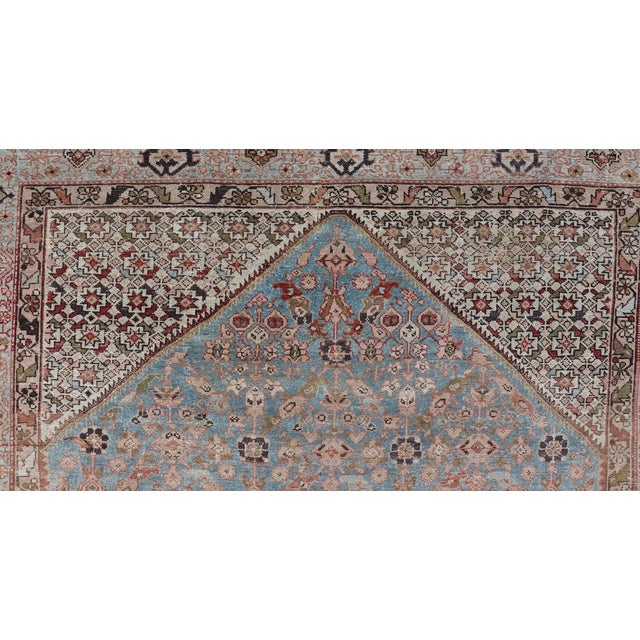 Antique Persian Malayer Gallery Rug With Soft Blue Field and Lattice 7 X 16'3 For Sale - Image 13 of 15
