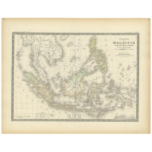 Antique Map of the East Indies by Levasseur, 1875 For Sale