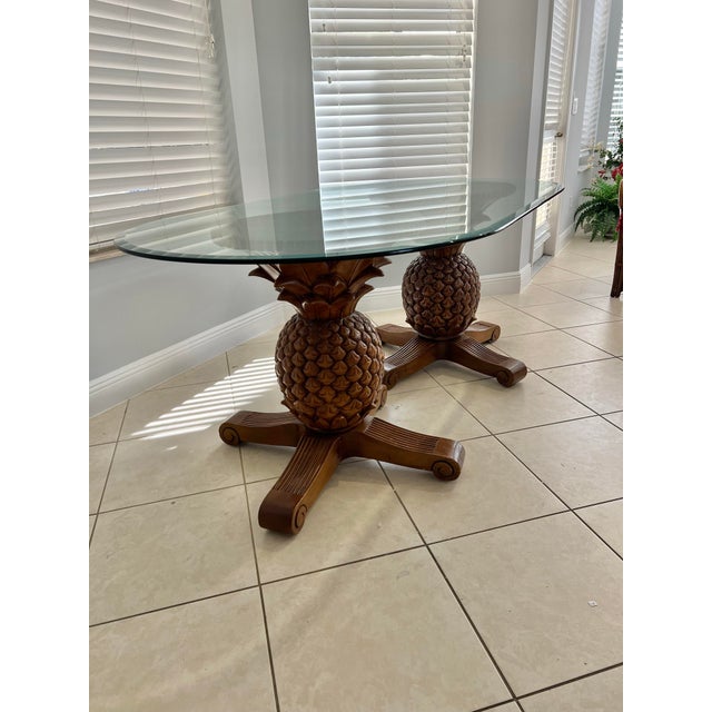 Vintage Pineapple Pedestal Glass Top Dining Table For Sale - Image 9 of 12