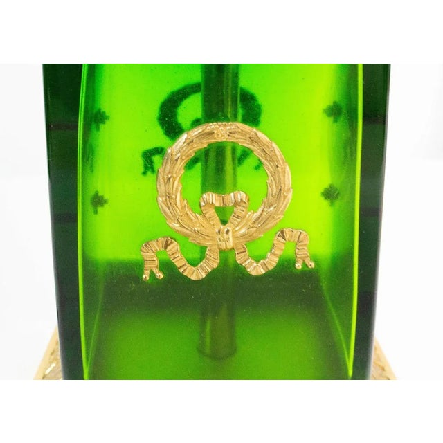 Empire Style Glass and Brass Column Table Lamp, France, Set of 2 For Sale - Image 9 of 14