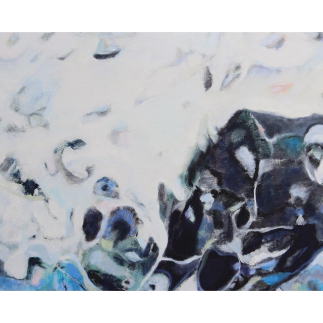 Late 20th Century Ronald D. Newman Signed Oil on Canvas "Large Rocky Shore"Abstract Painting For Sale - Image 5 of 8