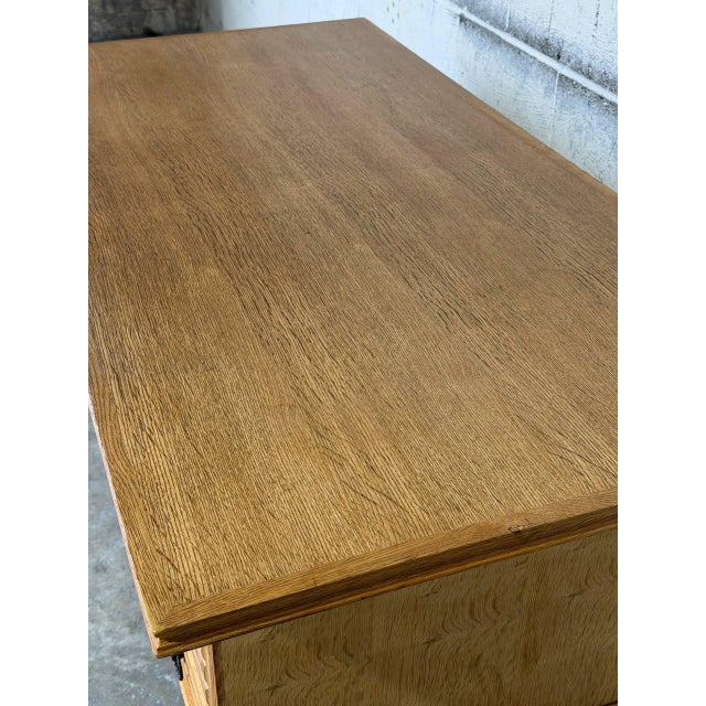 Wood In Style of Henning Kjærnulf Oak Executive Desk With 6 Drawers Open Bookshelf Denmark Mid-Century Modern 1960s For Sale - Image 7 of 13