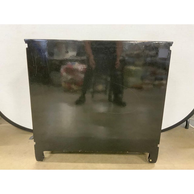 Wood Mid 20th Century Vintage Black Lacquered Octagonal Front Chinese Cabinet For Sale - Image 7 of 7