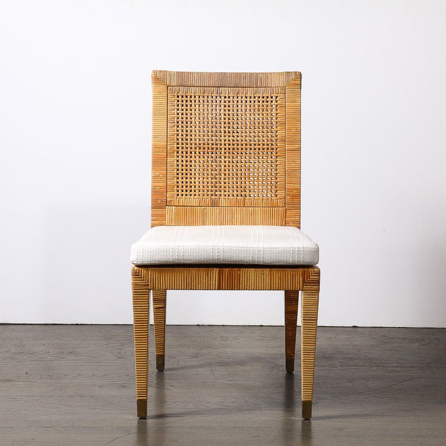 Bielecky Brothers Mid-Century Rattan & Bamboo Wrapped & Upholstered Chair Signed Bielecky Brothers For Sale - Image 4 of 17
