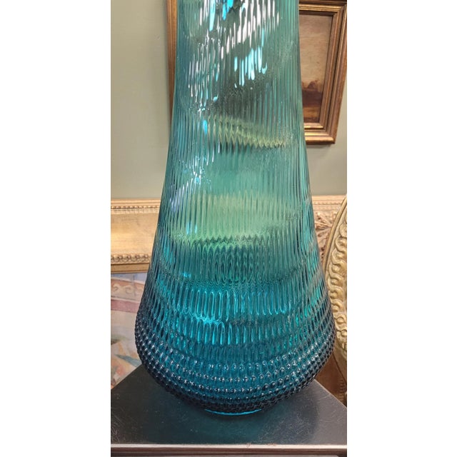 1960s 1960s Rare Aqua Blue Large Le Smith Swung Vase For Sale - Image 5 of 8