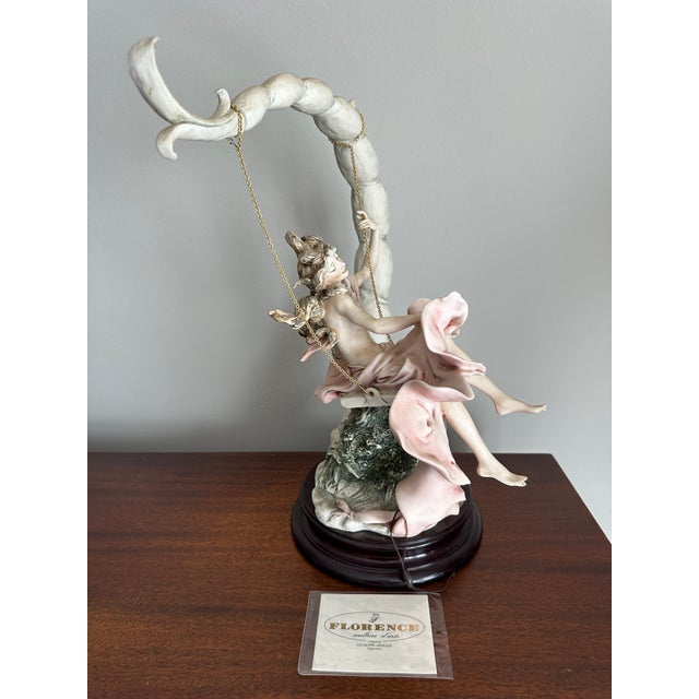 Renaissance Vintage 1993 Florence Giuseppe Armani "Summertime" Woman on a Swing Sculpture 485c For Sale - Image 3 of 11