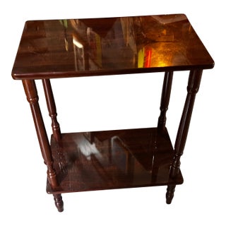 Small Vintage Wooden Rectangular Side Table With Low Shelf For Sale