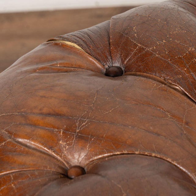 Brown Set of Three Vintage Brown Leather Chesterfield Seating Group With Sofa and Pair of Club Chairs For Sale - Image 8 of 18