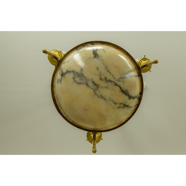 Early 20th Century French Empire Alabaster, Glass, and Bronze Six-Light Chandelier, 1890s For Sale - Image 5 of 18