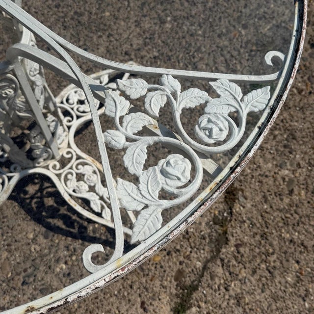 Mid 20th Century Vintage Russell Woodard Orleans Wrought Iron Pedestal Base Patio Dining Table For Sale - Image 5 of 16