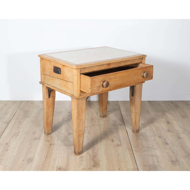 French Early 20th Century Louis XVI Style Bedside Table with Marble Top For Sale - Image 3 of 9