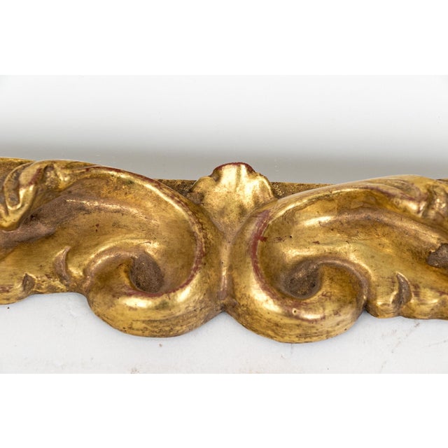 Baroque Vintage Small Ornate Carved Baroque Style Gilt Wood Wall Mirror For Sale - Image 3 of 10