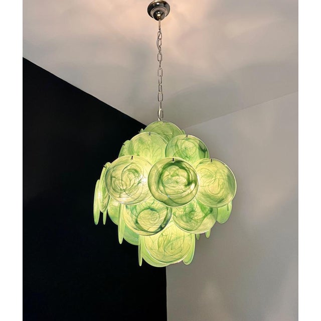 Vintage Italian Green Murano Glass Discs Chandelier, 1990s For Sale - Image 17 of 18