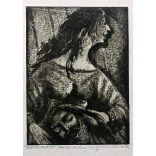 Shulamith Wittenberg Miller, "She Made Him Sleep on her Knees" Etching Israeli Judaica Bezalel School Woman, 1964 For Sale