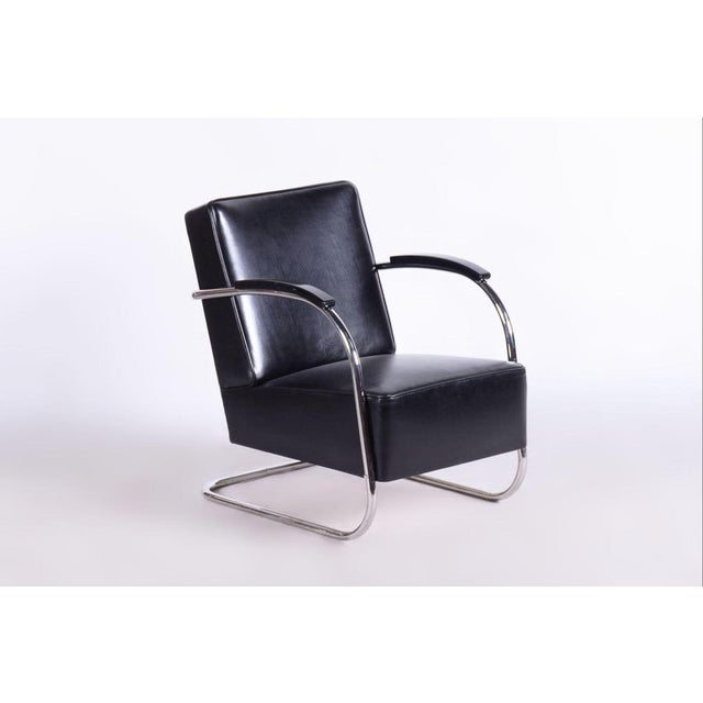 Bauhaus Lounge Chair in Leather from Mücke Melder, Czechia, 1930s For Sale - Image 10 of 12