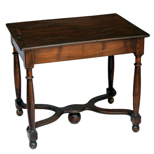 French 18th Cen.,French Louis XIII Style Walnut Side Table With Curving X-Form Stretcher For Sale - Image 3 of 8